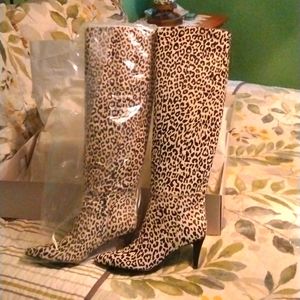 Marc Fisher LTD pony hair leopard print boots